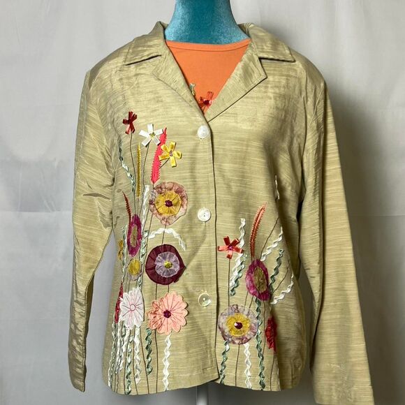 Vintage Indigo Moon Floral Art to Wear Set Size Medium floral sequins - Picture 1 of 8